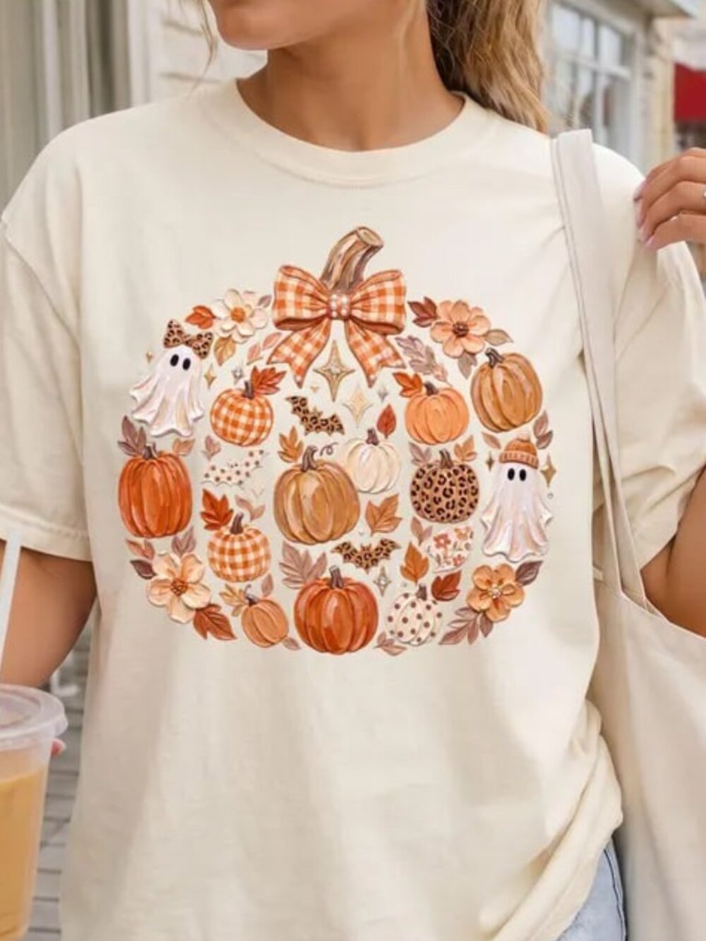 Cute Ghost Pumpkin Shirt, Pumpkin Halloween Tee, Ghost Tee Shirt